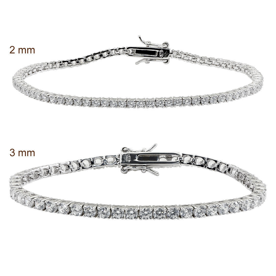 bracciale tennis in argento rodiato e zirconi da 2 e 3 mm - via condotti store
