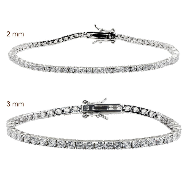 bracciale tennis in argento rodiato e zirconi da 2 e 3 mm - via condotti store