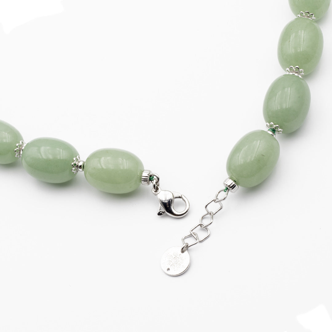 lunghezza regolabile della collana girocollo con avventurina verde naturale in argento 925 - via condotti store