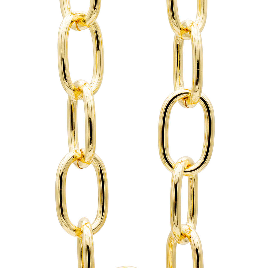 particolare ingrandito della collana da donna con catena ovale grande placcata oro francesca bianchi design - via condotti store