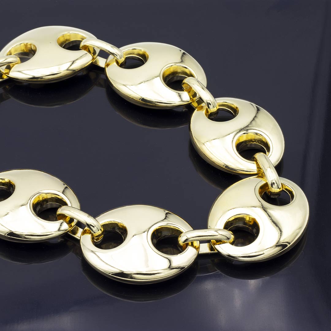 particolare della collana girocollo con maglia marinara placcata in oro - via condotti store