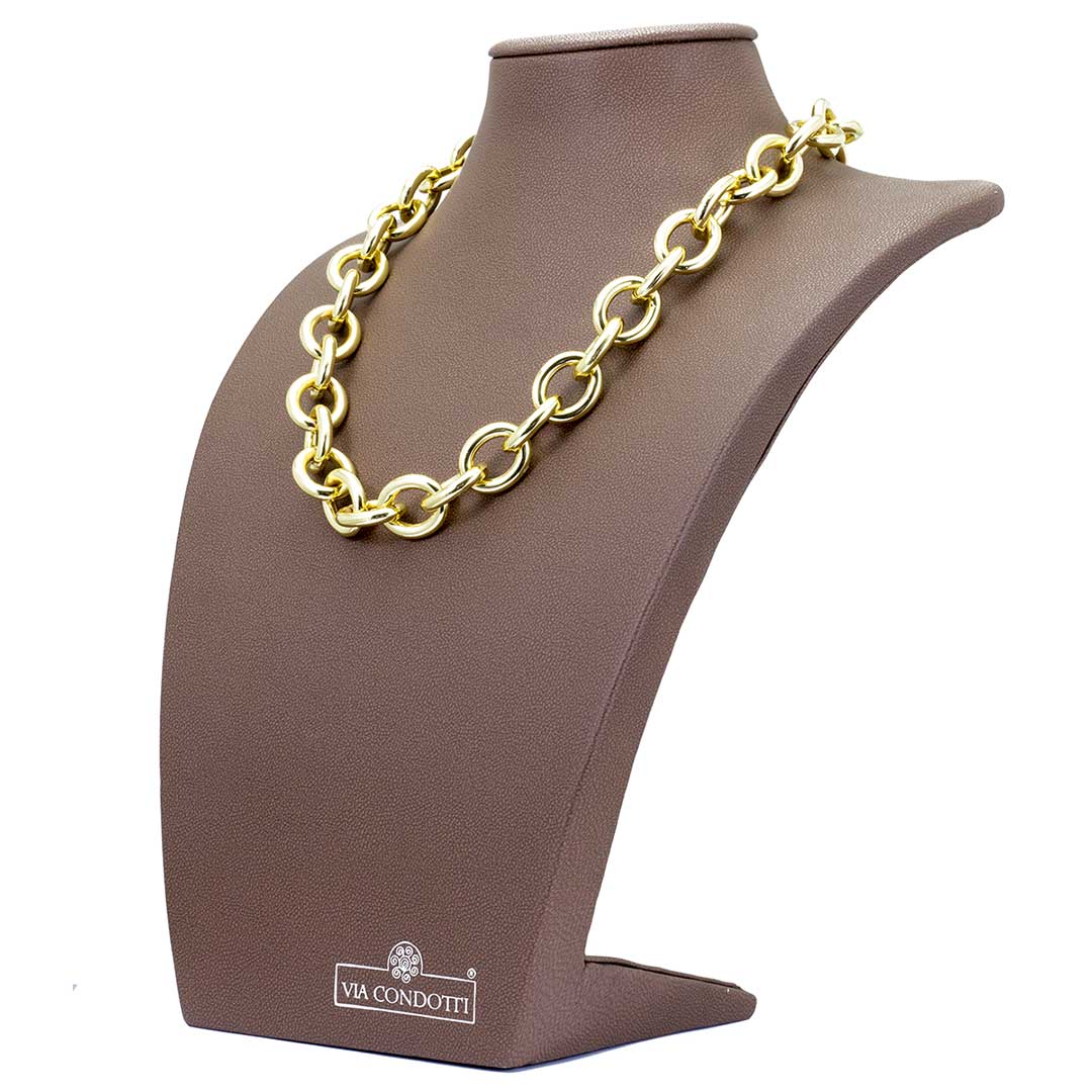 collana da donna con catena ovale di bronzo placcata oro francesca bianchi design - via condotti store