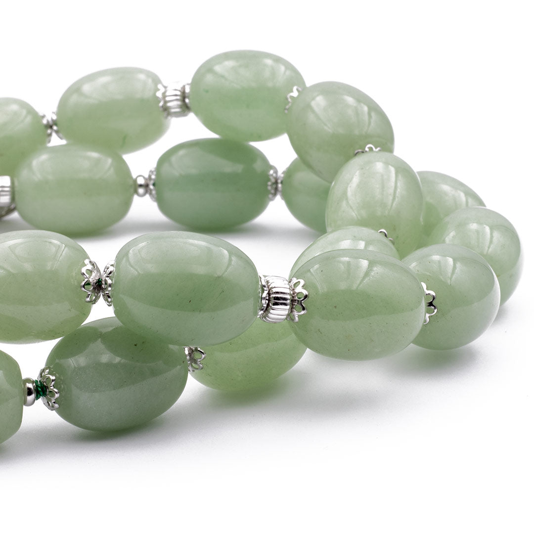 particolare della collana girocollo con avventurina verde naturale in argento - via condotti store