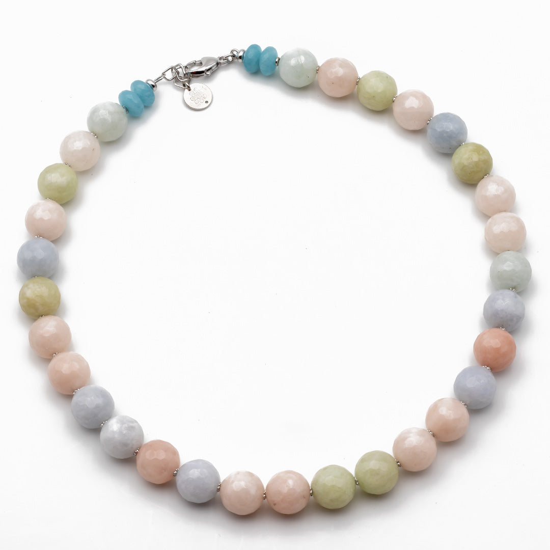 collana girocollo in giada multicolor e argento 925 rodiato - via condotti store