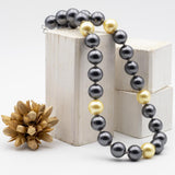 collana girocollo in perle grigie e oro con argento 925 bigiotteria lusso - via condotti store