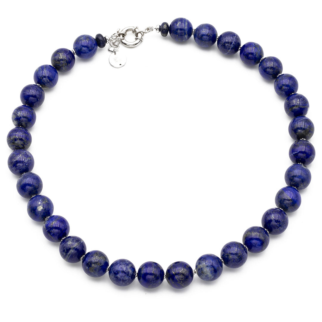 collana girocollo in pietre dure lapislazzuli e argento - via condotti store