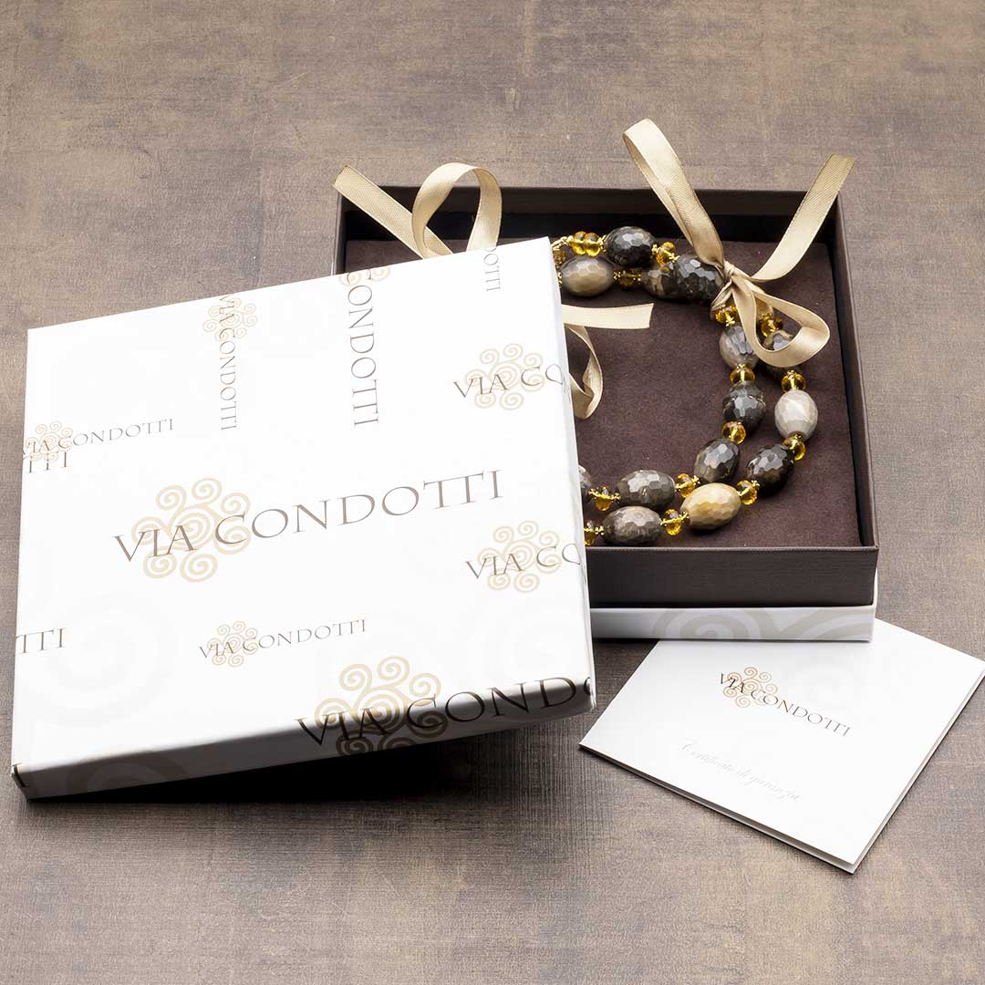 confezione regalo della collana in grossularia e quarzo citrino con argento 925 - via condotti store