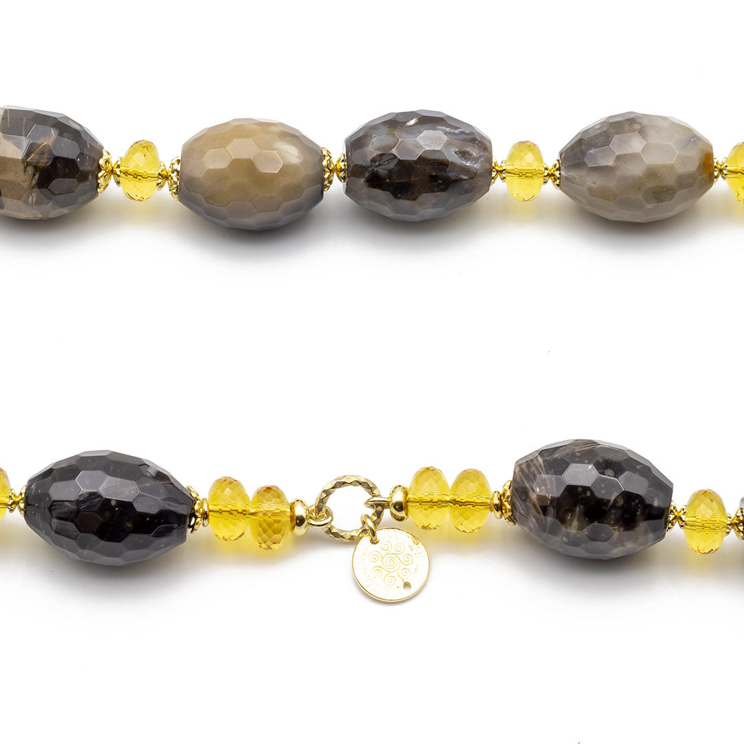 logo e marchi d'identificazione della collana in grossularia e quarzo citrino con argento placcato - via condotti store