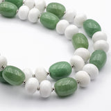 collana in argento rodiato con avventurina e giada bianca di forma ovale - via condotti store