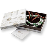astuccio con all'interno la collana di avventurina verde e giada bianca e garanzia - via condotti store