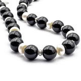 collana girocollo con onice e perle alternate con argento 925 - via condotti store