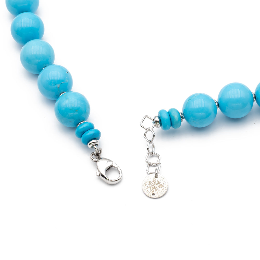 lunghezza regolabile della collana in howlite color turchese e perle barocche - via condotti store