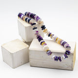collana in argento 925 placcato oro e pietre dure con agata viola naturale - via condotti store