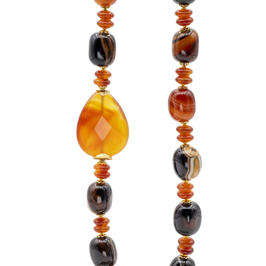 collana in agata variegata e corniola a goccia con argento placcato oro - via condotti store 