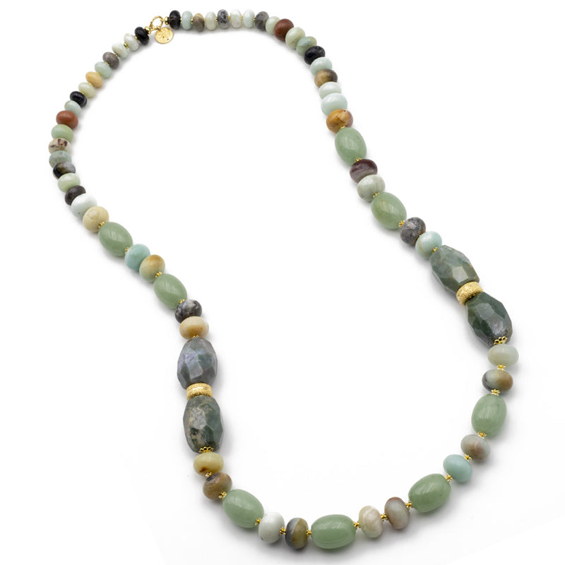 collana lunga 90 cm in pietre dure toni del verde - via condotti store