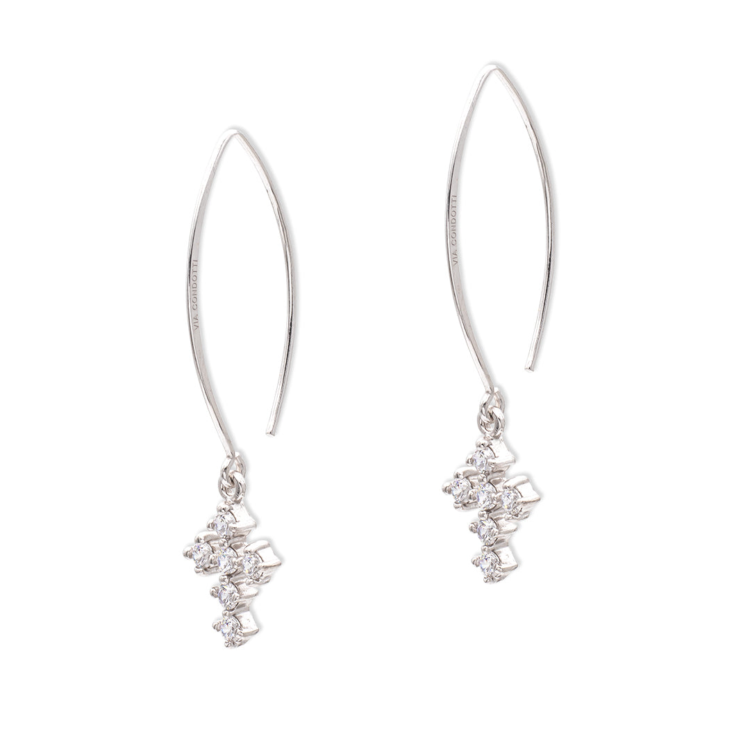 orecchini pendenti con croci in argento 925 e zirconi - via condotti store