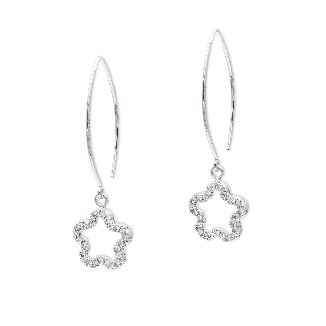 orecchini a fiori pendenti in argento 925 rodiato - via condotti store