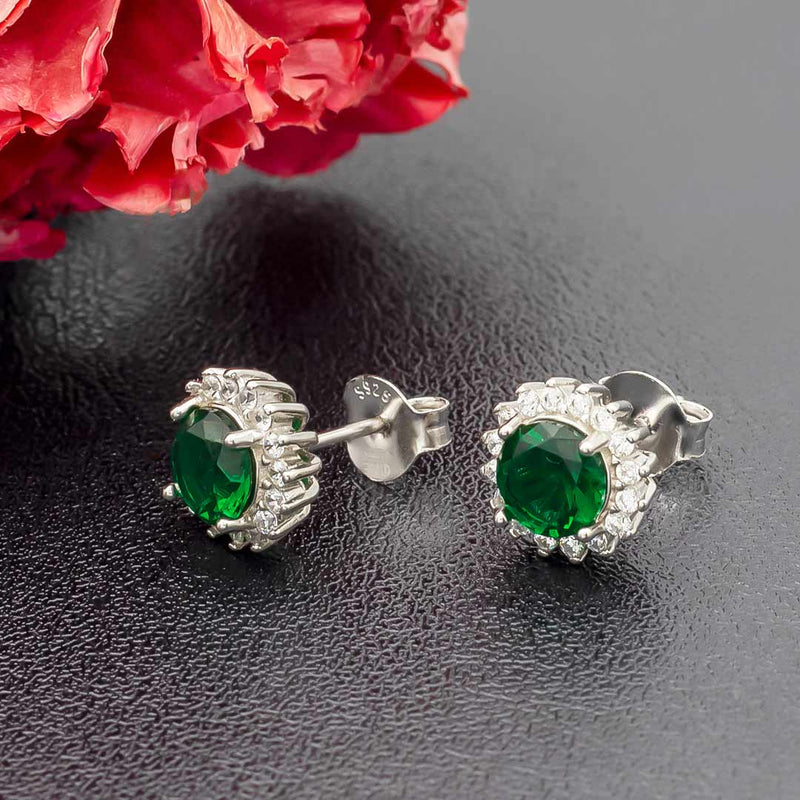 orecchini a lobo verde smeraldo zirconi e argento - via condotti store