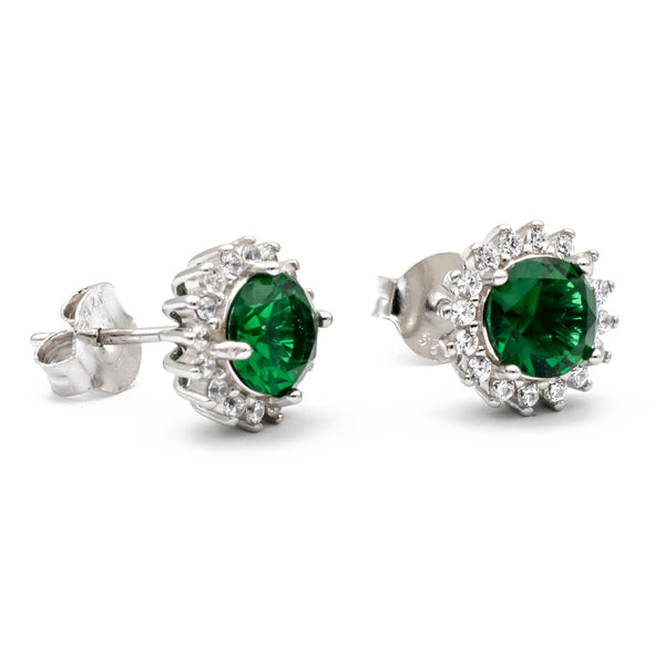 orecchini a lobo verde smeraldo zirconi e argento - via condotti store