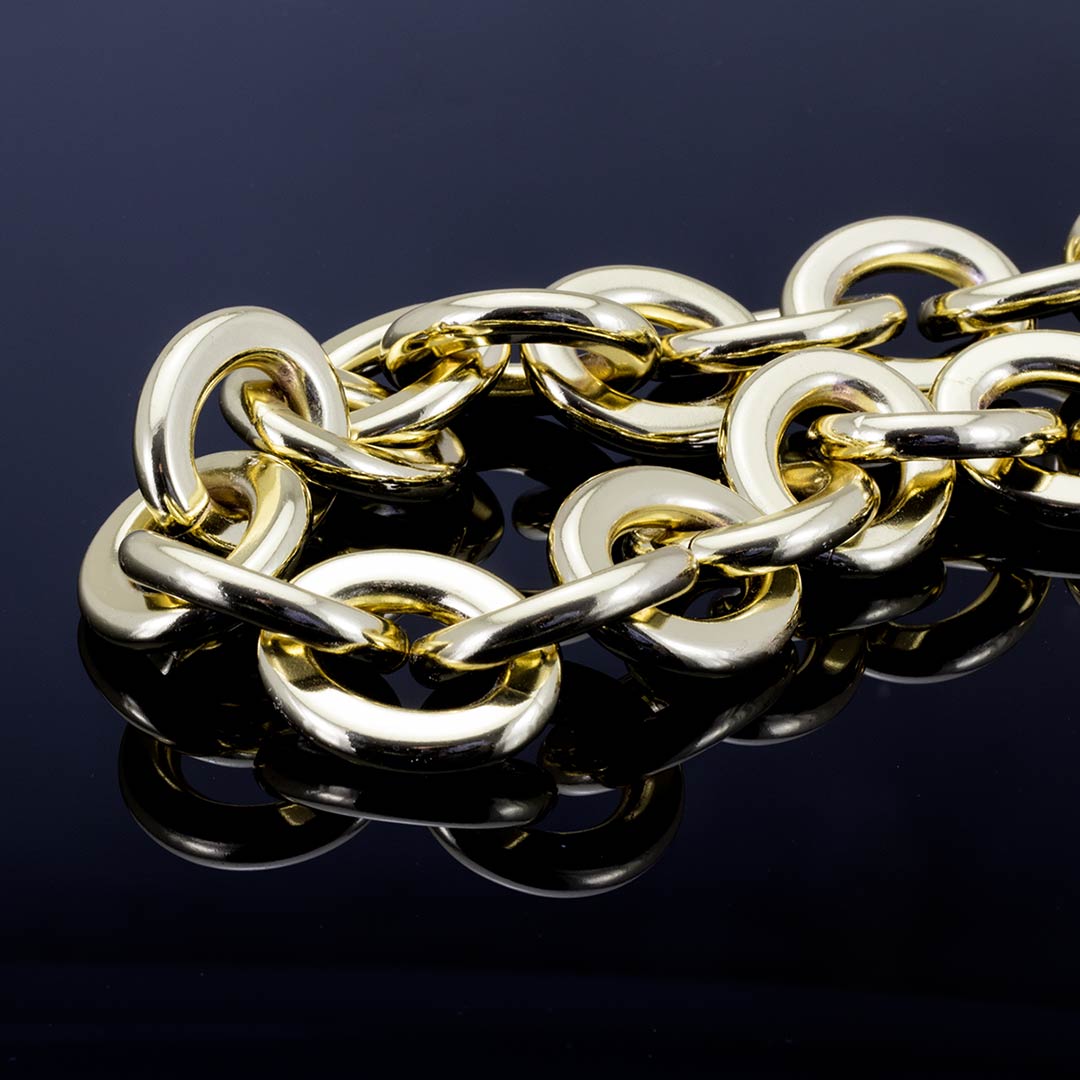 bracciale placcato oro per donna con catena a maglia ovale grande in bronzo francesca bianchi design - via condotti store