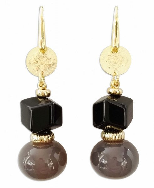 Orecchini in Argento con Onice nero, Onice grigio - via condotti store