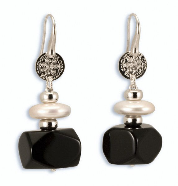 Orecchini in Argento con Onice e Perle - via condotti store