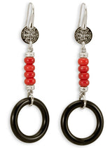 Orecchini in Argento con Corallo e Onice - via condotti store