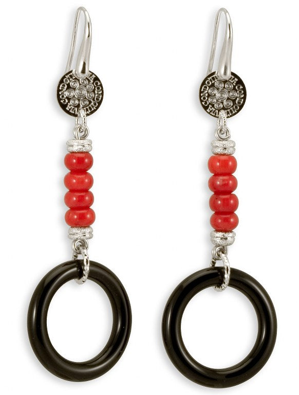 Orecchini in Argento con Corallo e Onice - via condotti store