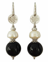 Orecchini in Argento con Onice e Perle - via condotti store