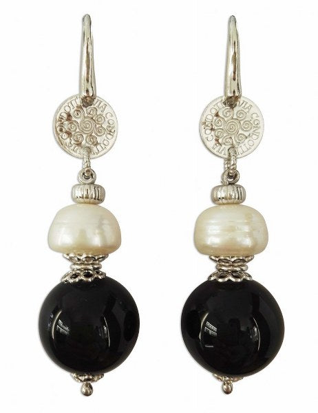 Orecchini in Argento con Onice e Perle - via condotti store