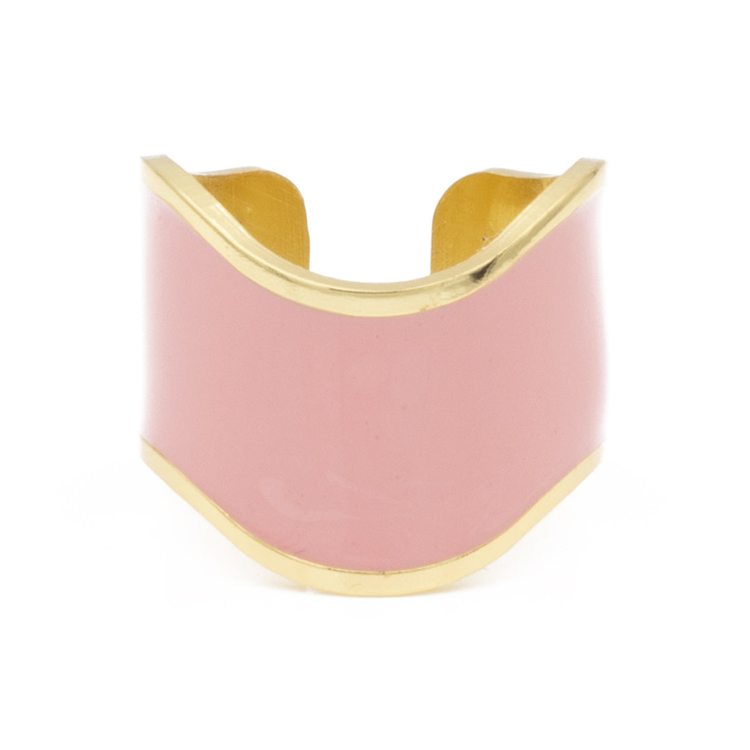 Anello regolabile a onda smaltato a mano francesca bianchi design colore rosa  - via condotti store