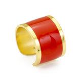Anello a fascia francesca bianchi design smaltato a mano colore rosso - via condotti store