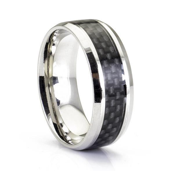 anello a fascia da uomo in acciaio e carbonio - via condotti store
