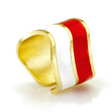 Anello a onda colore bianco e rosso smaltato a mano francesca bianchi design - via condotti store