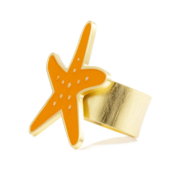 Anello stella marina francesca bianchi design smaltato colore arancione - via condotti store