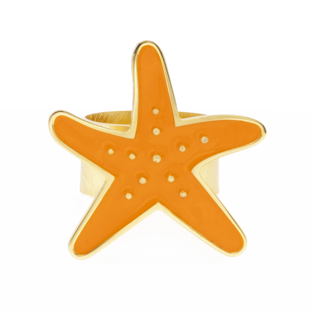 Anello stella marina francesca bianchi design smalto colore arancione - via condotti store