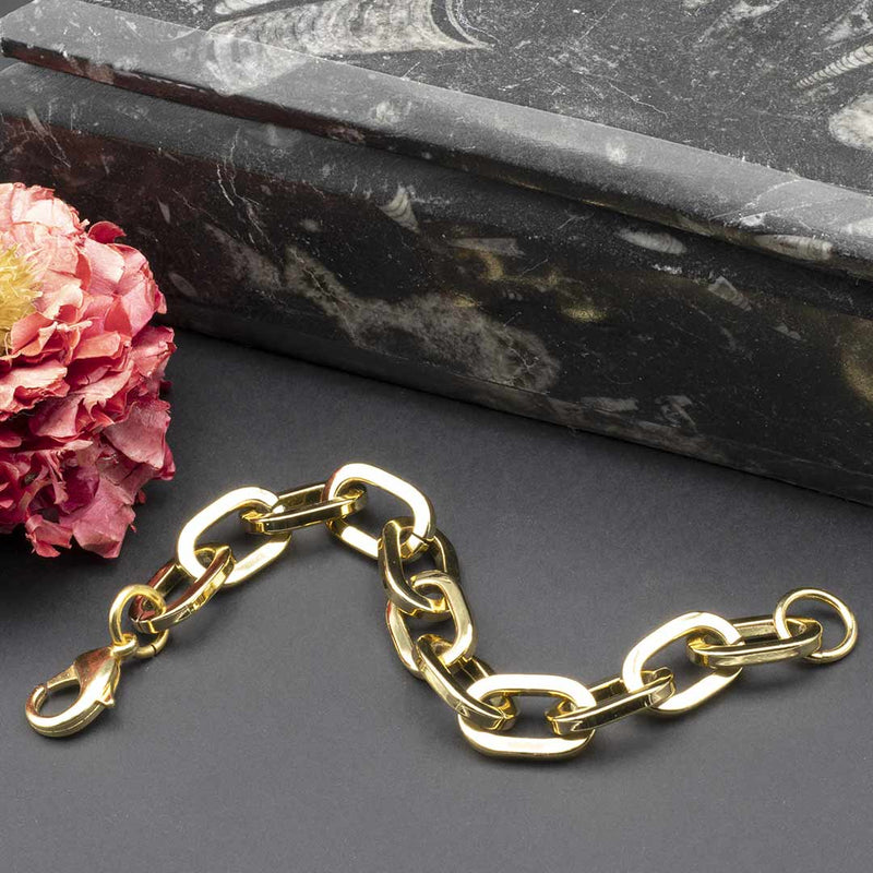 bracciale da donna con catena a maglia in bronzo placcato oro francesca bianchi design - via condotti store