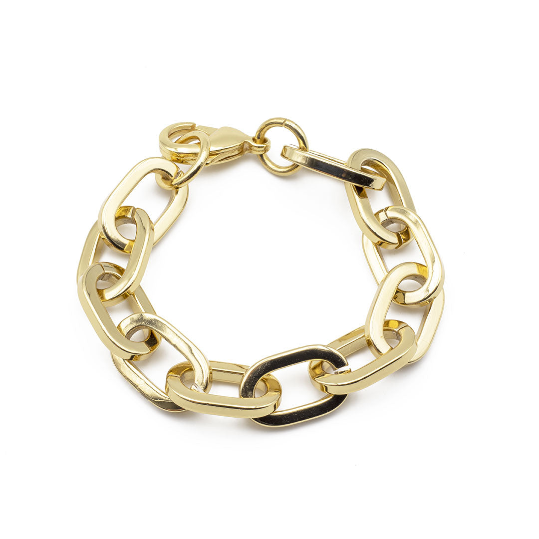 bracciale da donna con catena a maglia in bronzo placcato oro giallo francesca bianchi design - via condotti store