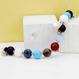 bracciale in argento rodiato con pietre dure semipreziose multicolor e ciondolo a cuore in argento - via condotti store