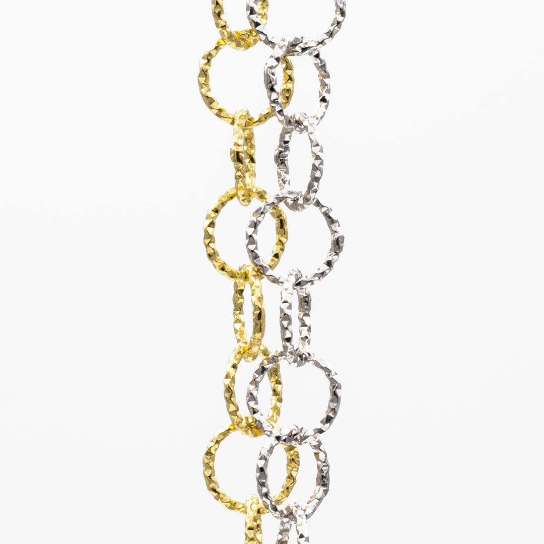 bracciale da donna con doppia catena a cerchi diamantata in argento placcato oro e rodiato - via condotti store