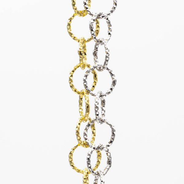 bracciale da donna con doppia catena a cerchi diamantata in argento placcato oro e rodiato - via condotti store