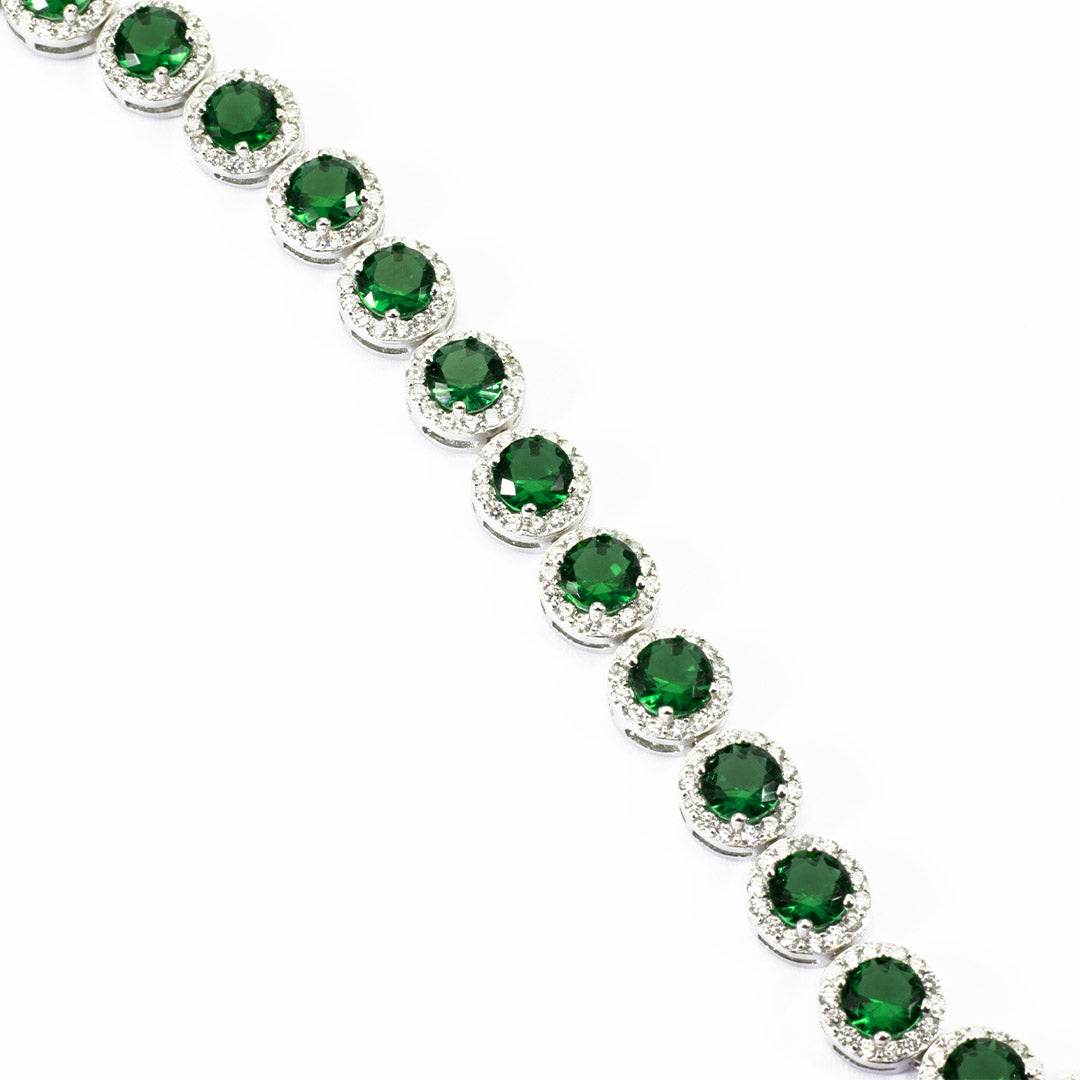 Bracciale classico da donna in argento rodiato e zirconi bianchi e verde smeraldo - via condotti store