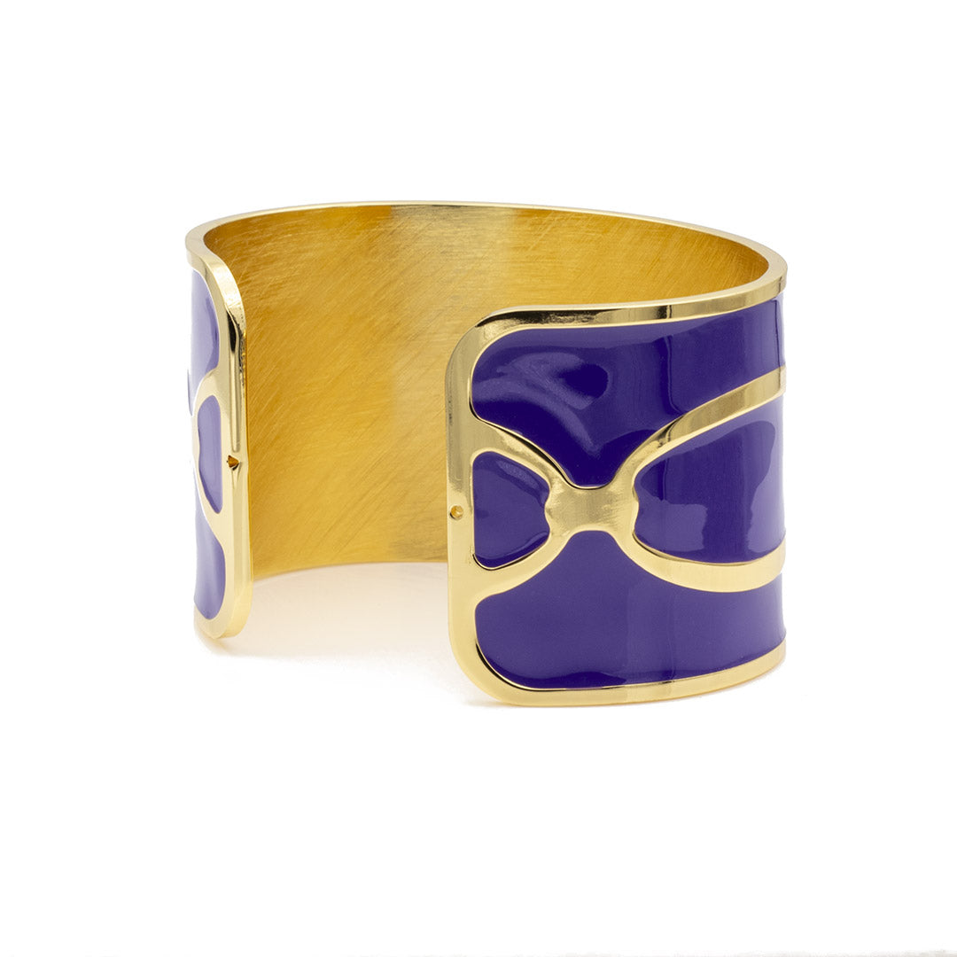 Bracciale rigido con losanga placcato oro e smaltato a mano francesca bianchi design colore viola - via condotti store