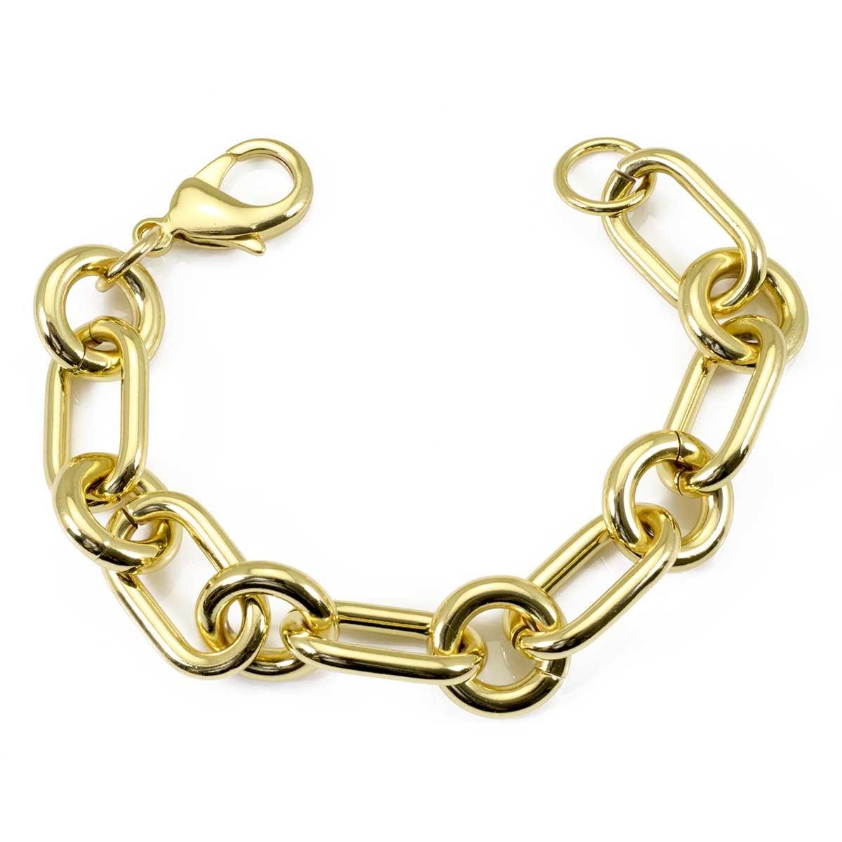 bracciale da donna con catena a maglia alternata in bronzo placcato oro Francesca Bianchi Design - Via Condotti Store