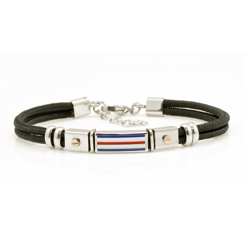 bracciale da uomo con bandierine nautiche in corda e acciaio - via condotti store