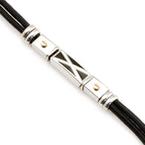 bracciale da uomo con bandierine nautiche in corda nera e acciaio - via condotti store