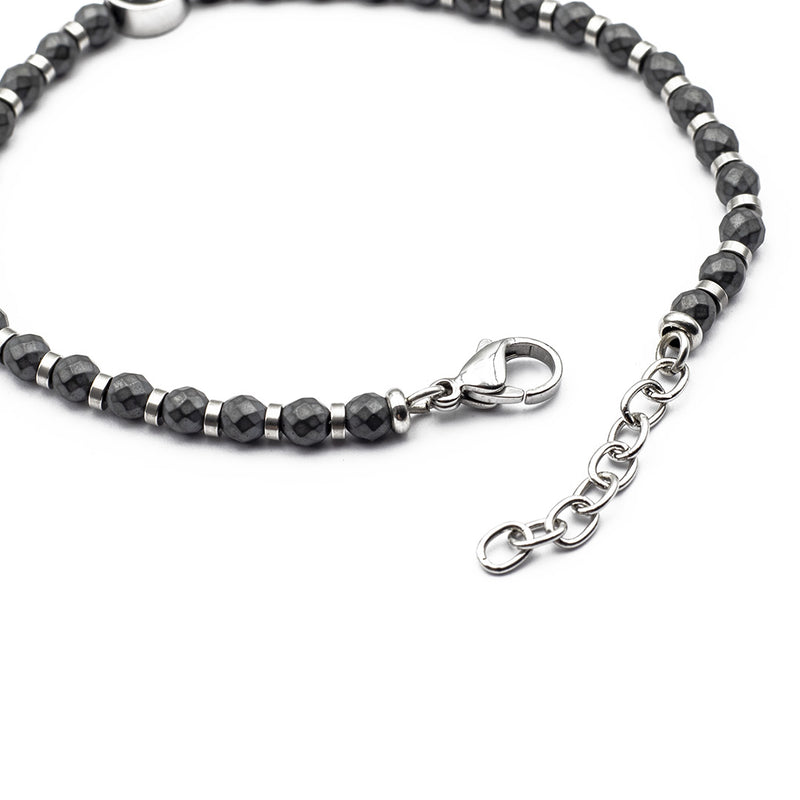 chiusura regolabile del bracciale da uomo con sfere e ancora in acciaio grigio - via condotti store