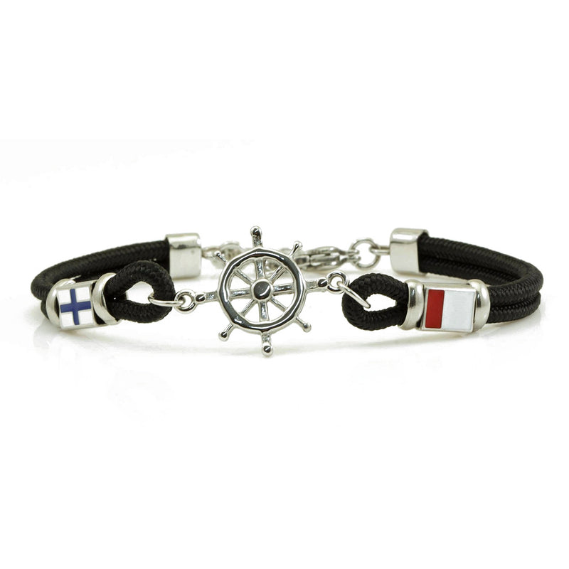 bracciale da uomo in corda con timone in acciaio - via condotti store