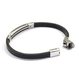 Bracciale da uomo in acciaio e pelle nera - via condotti store