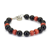 Bracciale in argento rodiato con onice nero e corallo bambù - via condotti store